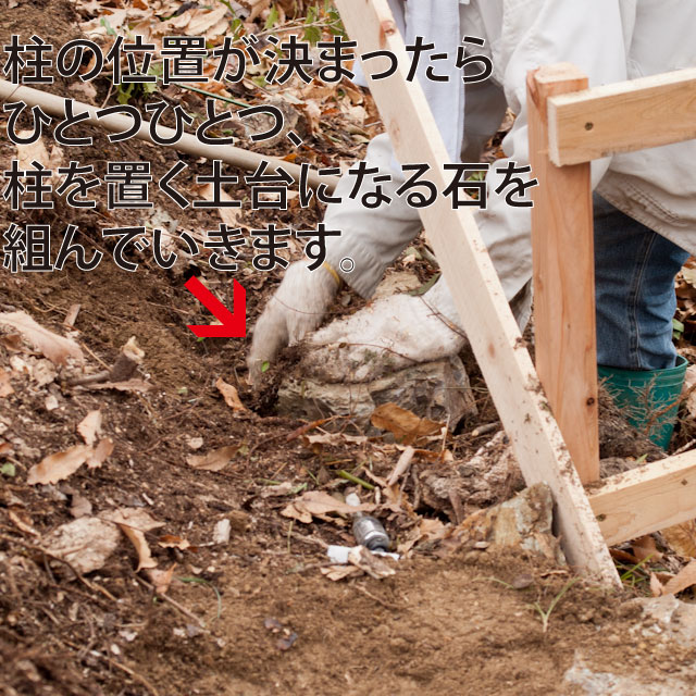 ウッドデッキ石